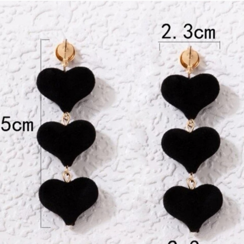 NEW Black Hearts Drop Earrings